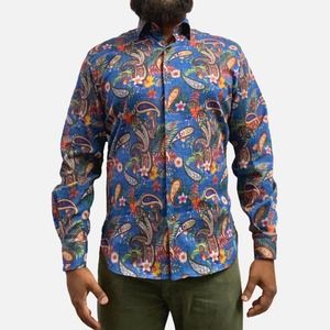 Luchiano Visconti Paisley Button Down Men's Shirt 4877, Multi, Small *men953